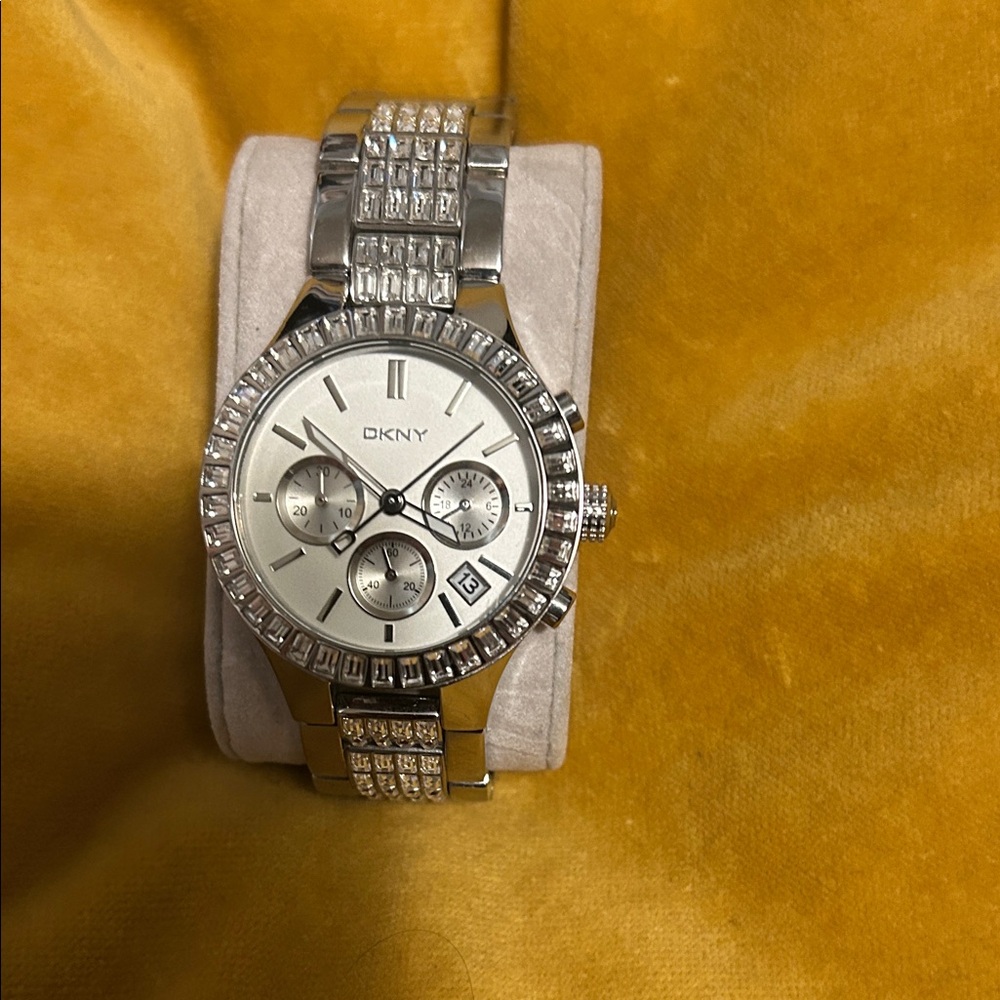 DKNY Silver Crystal-Embellished Watch